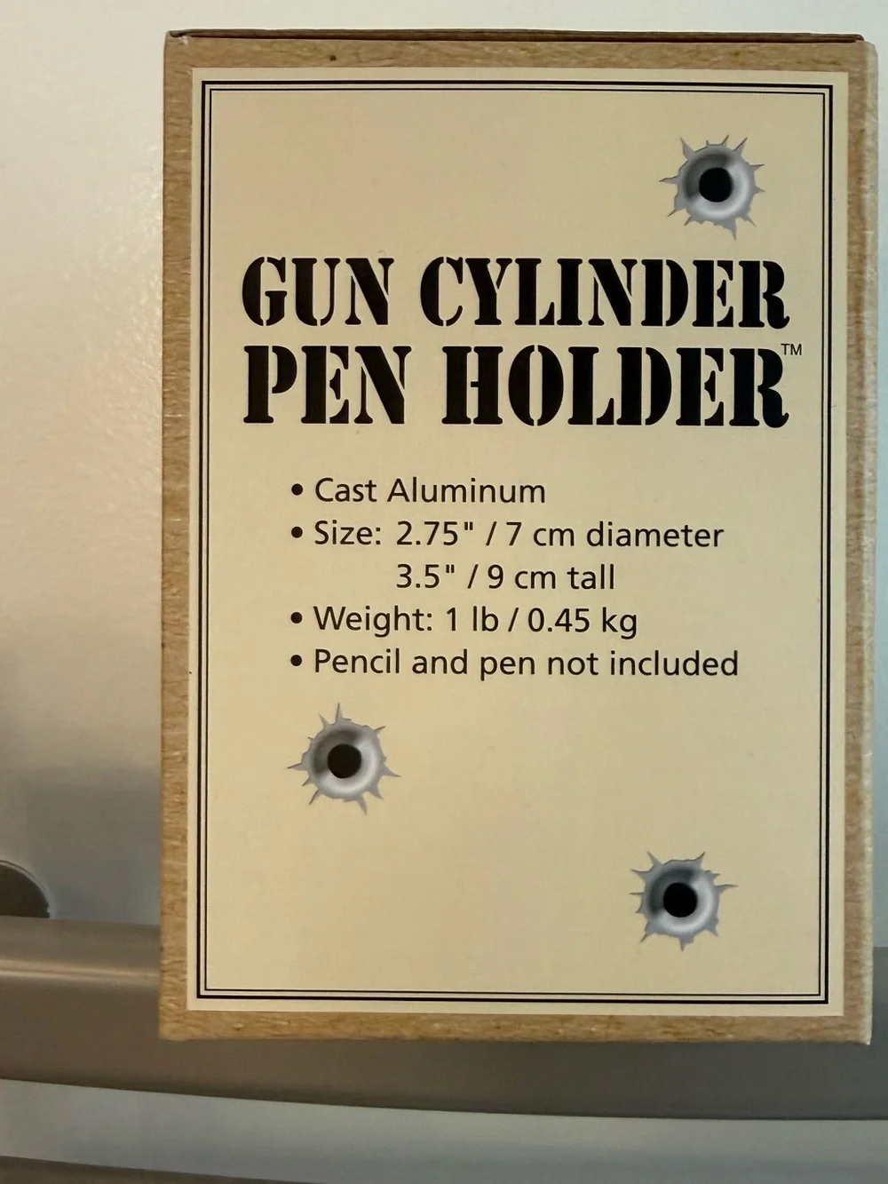 Silver Gun Cylinder Pen Holder - Novelty Desk Organizer